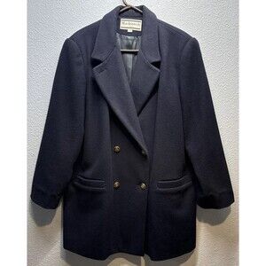 VTG Makintosh 100% Wool Coat Navy BluePeacoat Jacket Double Breasted Lined Women